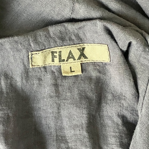 FLAX Grey Linen Open Front High Collar vest - Picture 4 of 5